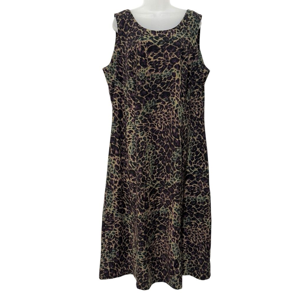 Studio I Sleeveless Midi Dress Plus 20W  Animal Print Brown Purple Casual Beach